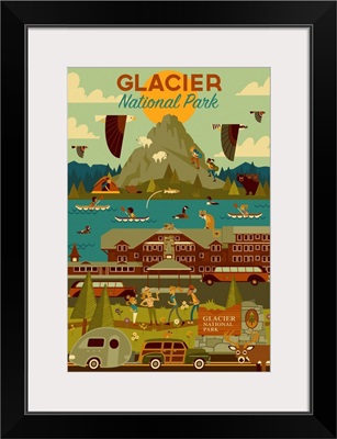 Glacier National Park, Adventure: Graphic Travel Poster