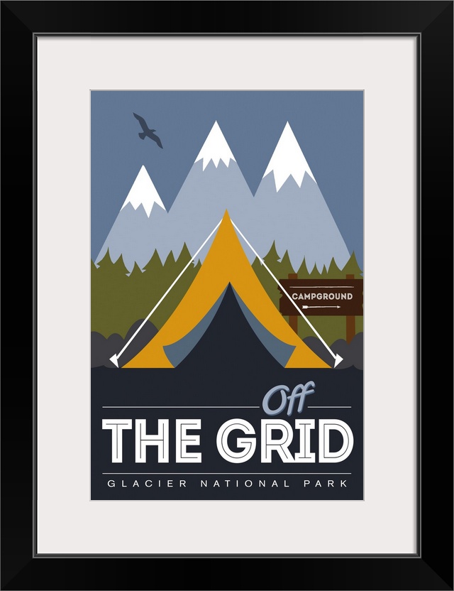 Glacier National Park, Off Grid Campground: Graphic Travel Poster