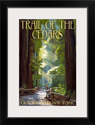 Glacier National Park, Trail Of The Cedars: Retro Travel Poster