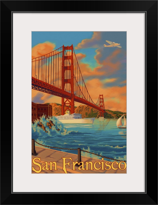Golden Gate San Francisco: Retro Travel Poster