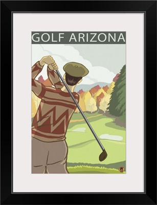 Golfer Scene - Arizona: Retro Travel Poster