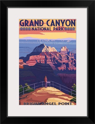 Grand Canyon National Park - Bright Angel Point: Retro Travel Poster