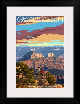 Grand Canyon National Park, Bright Angel Point: Retro Travel Poster