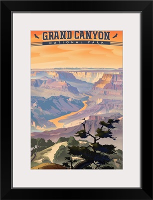 Grand Canyon National Park, Colorado River: Retro Travel Poster