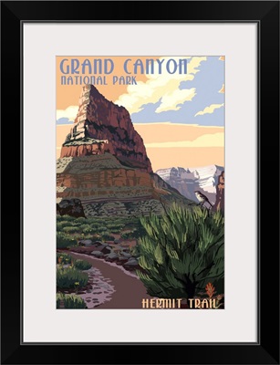 Grand Canyon National Park - Hermit Trail: Retro Travel Poster