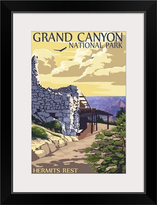 Grand Canyon National Park - Hermits Rest: Retro Travel Poster