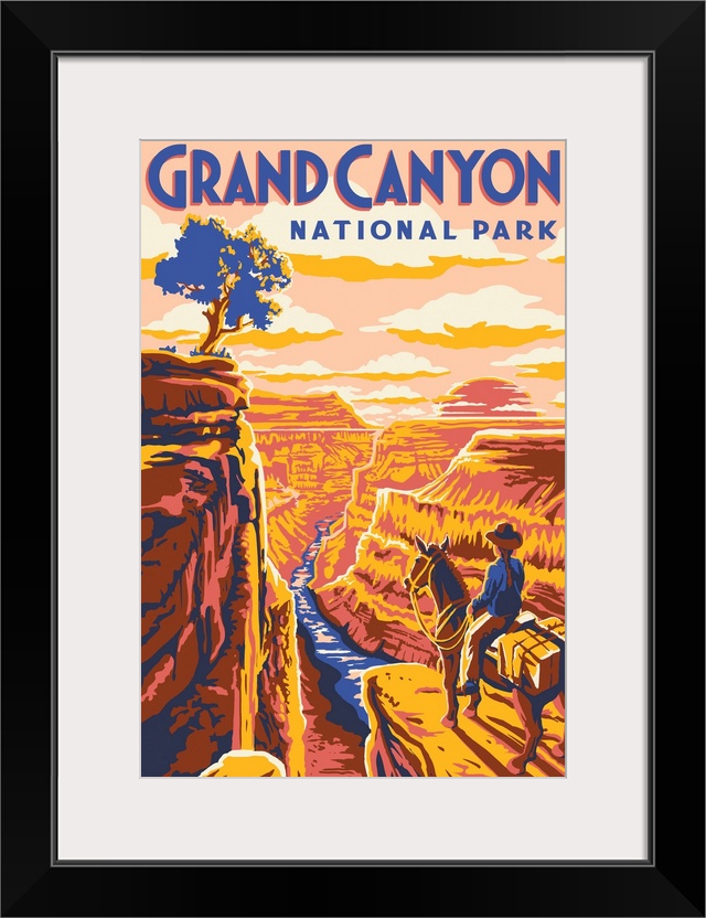 Grand Canyon National Park, Horseback Riding: Graphic Travel Poster