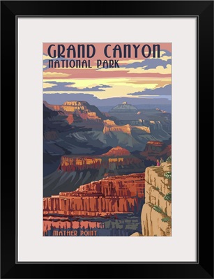 Grand Canyon National Park - Mather Point: Retro Travel Poster
