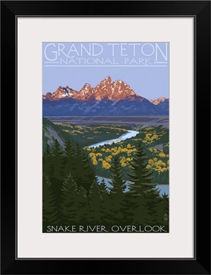 Grand Teton National Park - Snake River Overlook: Retro Travel Poster
