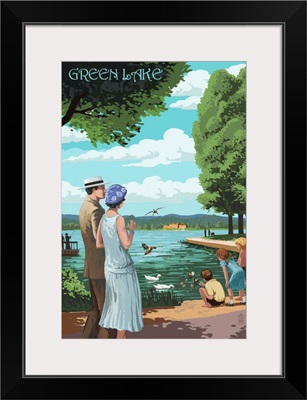Green Lake Pathway - Seattle, Washington: Retro Travel Poster