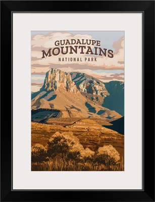 Guadalupe Mountains National Park, Guadalupe Peak: Retro Travel Poster