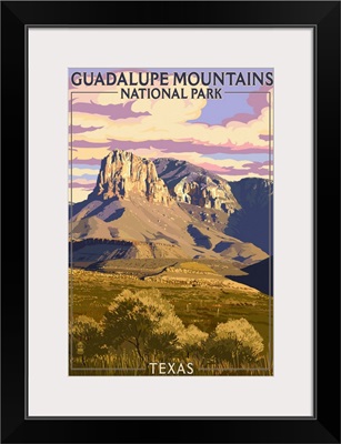 Guadalupe Mountains National Park, Guadalupe Peak: Retro Travel Poster