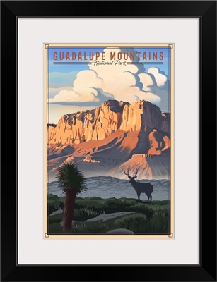 Guadalupe Mountains National Park, Sunrise On Mountainscape: Retro Travel Poster