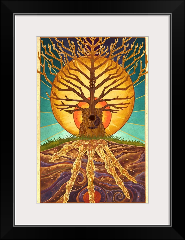 Guitar Tree: Retro Travel Poster