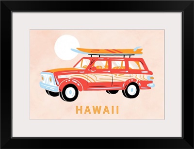 Hawaii - Secret Surf Spot Collection - Woody Wagon and Surfboards