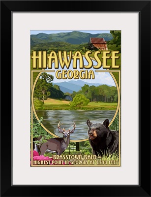 Hiawassee, Georgia - Montage Scenes: Retro Travel Poster