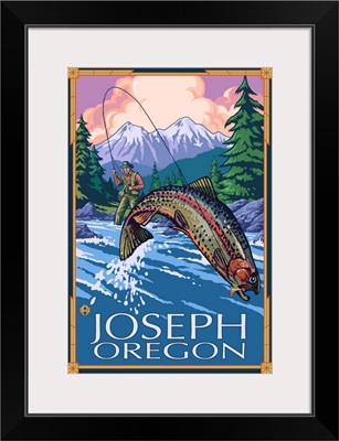 Joseph, Oregon - Fisherman: Retro Travel Poster