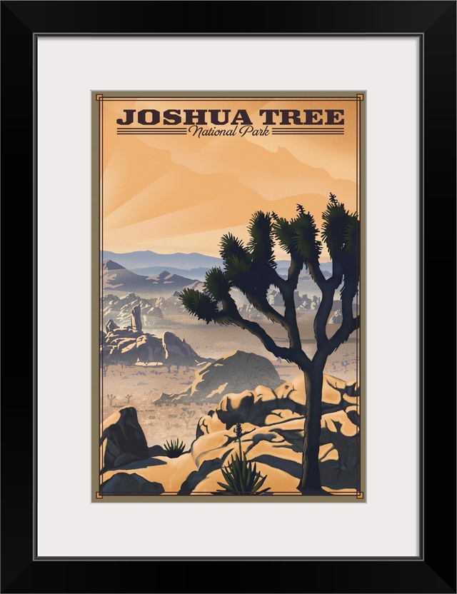 Joshua Tree National Park, Natural Landscape: Retro Travel Poster