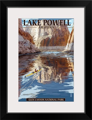 Kayaking In Lake Powell: Retro Travel Poster