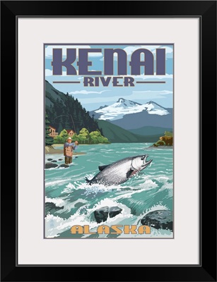 Kenai River, Alaska - Salmon Fisherman: Retro Travel Poster