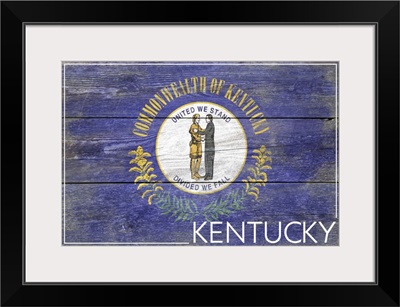 Kentucky State Flag on Wood