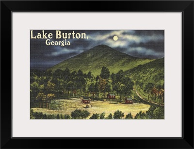 Lake Burton, Georgia - Moonlit Scene: Retro Travel Poster