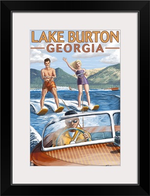 Lake Burton, Georgia - Water Skiing Scene: Retro Travel Poster