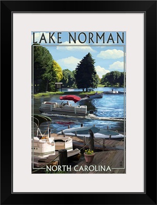Lake Norman, North Carolina - Pontoon Boats: Retro Travel Poster