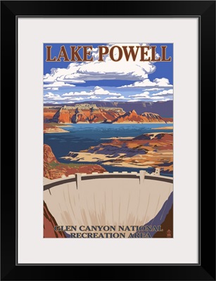Lake Powell Dam View: Retro Travel Poster