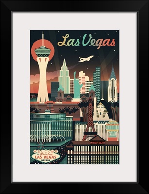 Las Vegas, Nevada - Retro Skyline Chromatic Series
