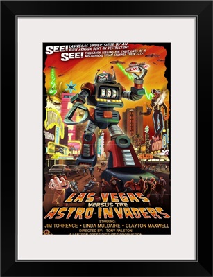 Las Vegas versus the Astro-Invaders: Retro Travel Poster