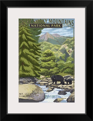 Leconte Creek and Mt. Leconte - Great Smoky Mountains National Park: Retro Travel Poster