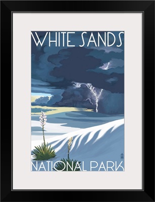 Lightning At White Sands National Park: Retro Travel Poster