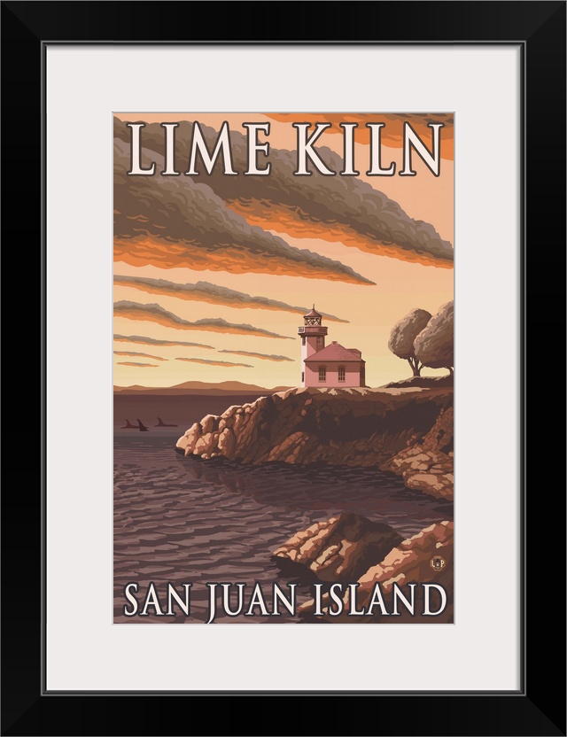 Lime Kiln Lighthouse - San Juan Island: Retro Travel Poster