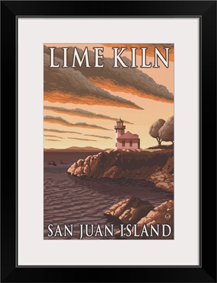 Lime Kiln Lighthouse - San Juan Island: Retro Travel Poster