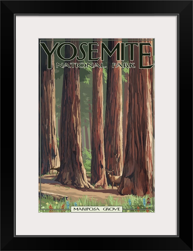 Mariposa Grove - Yosemite National Park, California: Retro Travel Poster