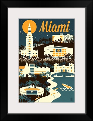 Miami, Florida Retro Skyline