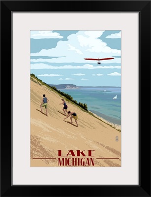 Michigan - Dunes: Retro Travel Poster