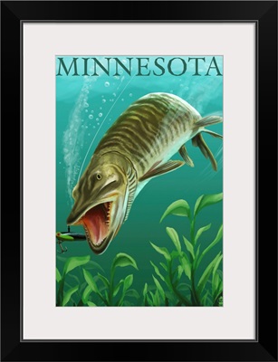 Minnesota - Muskie Scene: Retro Travel Poster