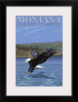 Montana -- Big Sky Country - Diving Eagle: Retro Travel Poster