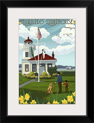 Mukilteo Lighthouse - Mukilteo, Washington: Retro Travel Poster