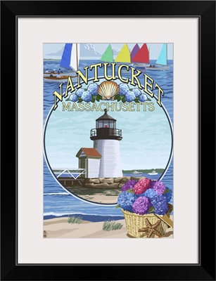 Nantucket, Massachusetts Montage: Retro Travel Poster