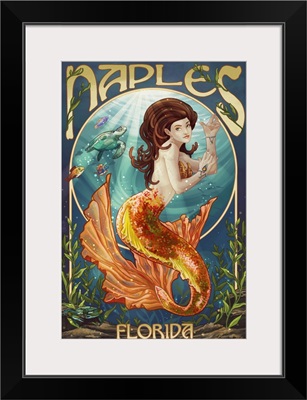 Naples, Florida - Mermaid: Retro Travel Poster