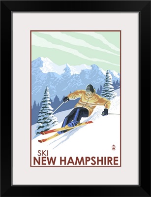 New Hampshire - Downhill Skier: Retro Travel Poster