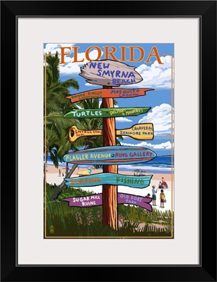 New Smyrna Beach, Florida - Destinations Signpost: Retro Travel Poster