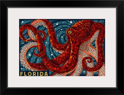 Octopus Paper Mosaic - Florida: Retro Travel Poster