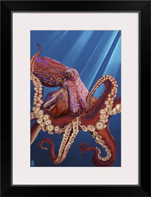 Octopus (Red): Retro Poster Art