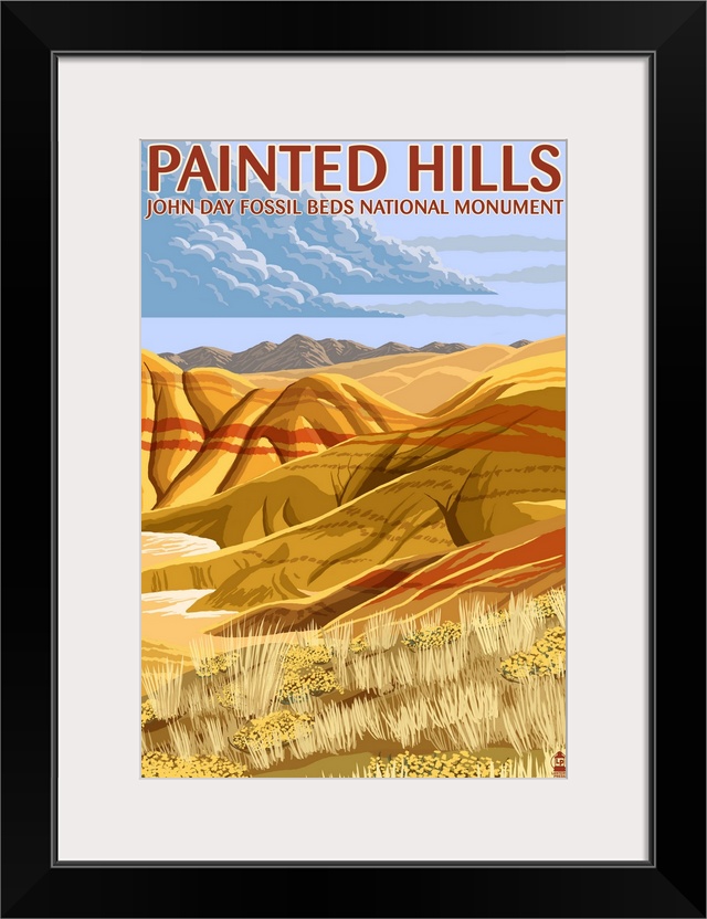 Painted Hills - John Day Fossil Beds, Oregon: Retro Travel Poster