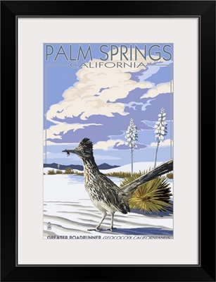 Palm Springs, California - Roadrunner Scene: Retro Travel Poster