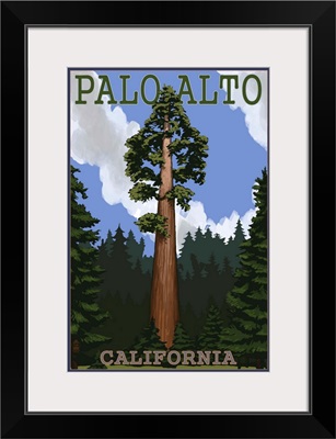 Palo Alto, California - California Redwoods: Retro Travel Poster